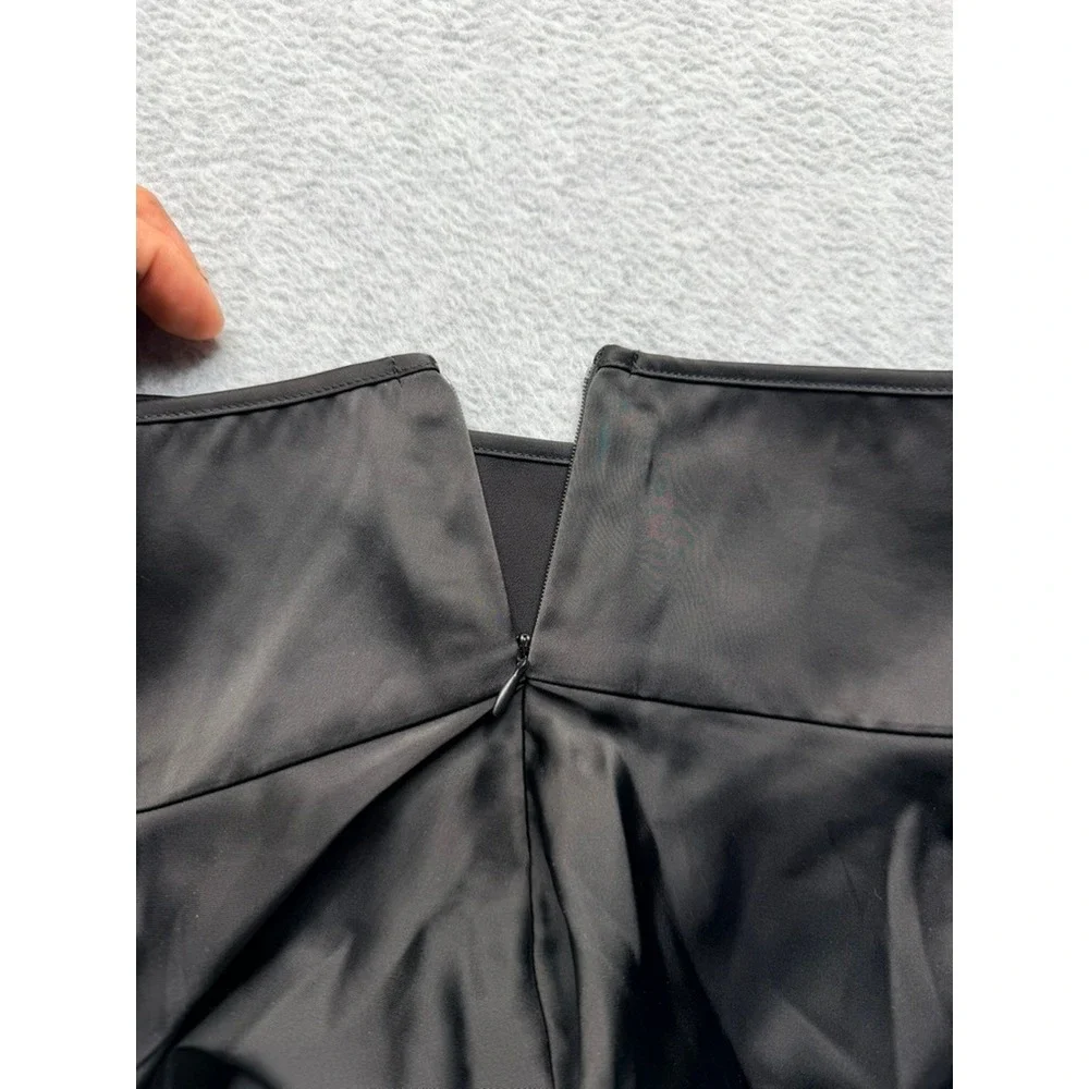 Zara Black Satin Skort Mini Skirt Shorts High Waisted Pleated Flowy NWT Small